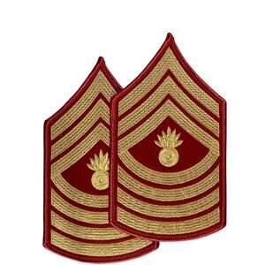 1 Set US Marine Corps Master Gunnery Sergeant, Gold/Red, 6-3/8"H x 3-5/8"W
